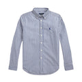 Camicia bambino Ralph Lauren bianca/blu in popeline di cotone | ViaMonte Shop