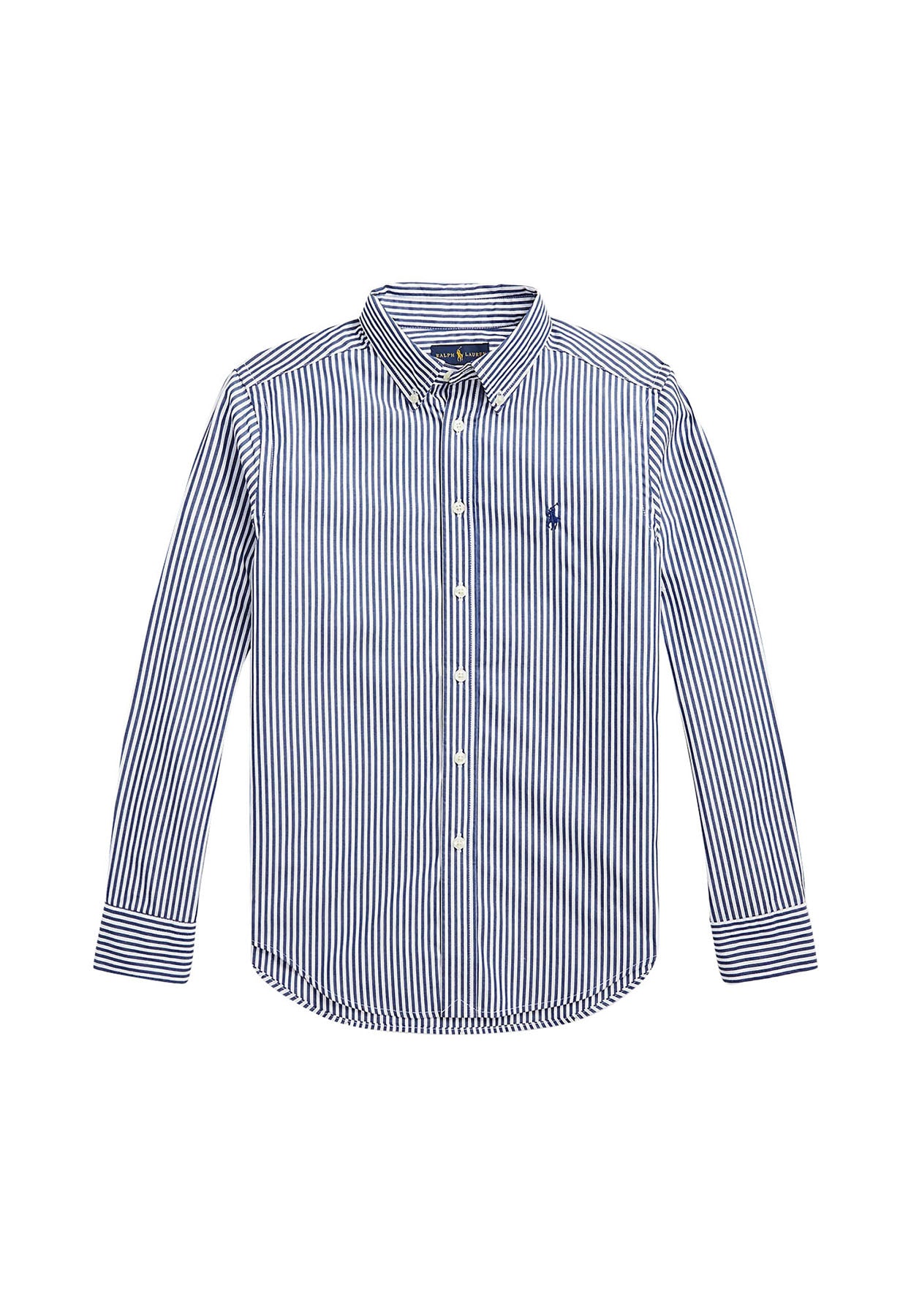 Camicia bambino Ralph Lauren bianca/blu in popeline di cotone | ViaMonte Shop