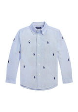 Camicia bambino Ralph Lauren azzurra in cotone | ViaMonte Shop