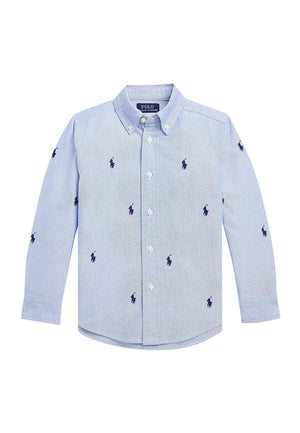 Camicia bambino Ralph Lauren azzurra in cotone | ViaMonte Shop