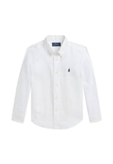 Camicia bambino Ralph Lauren bianca in lino