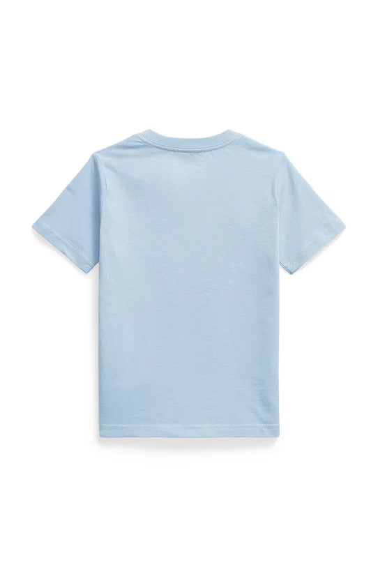 T-shirt bambino Ralph Lauren azzurro polvere in cotone | ViaMonte Shop
