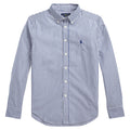 Camicia bambino Ralph Lauren bianca/blu in popeline di cotone | ViaMonte Shop