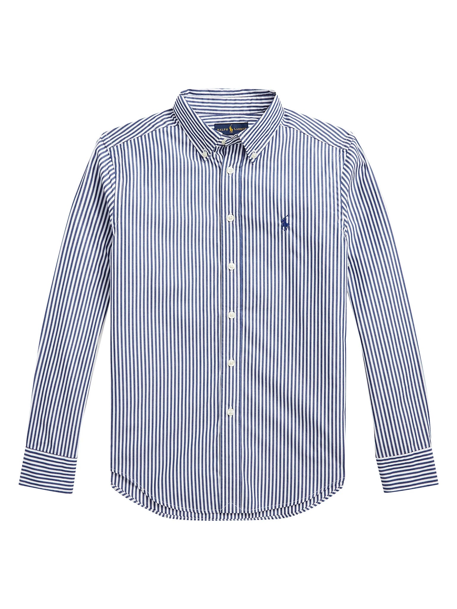 Camicia bambino Ralph Lauren bianca/blu in popeline di cotone | ViaMonte Shop