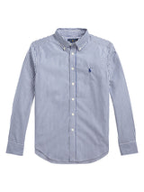 Camicia bambino Ralph Lauren bianca/blu in popeline di cotone | ViaMonte Shop