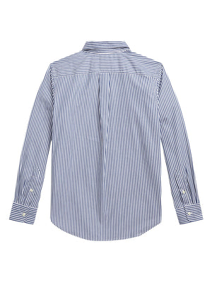 Camicia bambino Ralph Lauren bianca/blu in popeline di cotone | ViaMonte Shop