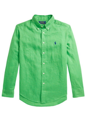Camicia bambino Ralph Lauren verde in lino | ViaMonte Shop