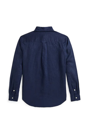Camicia bambino Ralph Lauren blu in lino | ViaMonte Shop