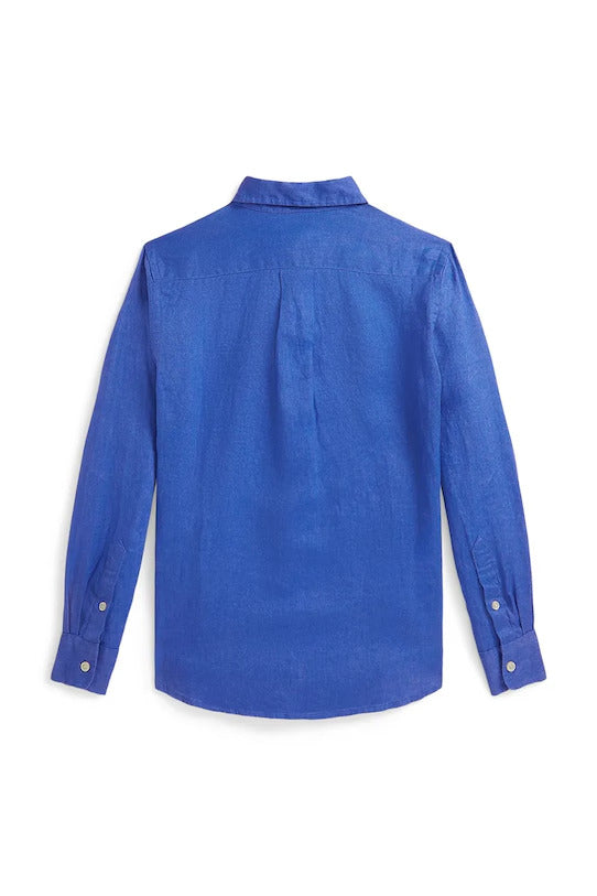 Camicia bambino Ralph Lauren bluette in lino | ViaMonte Shop