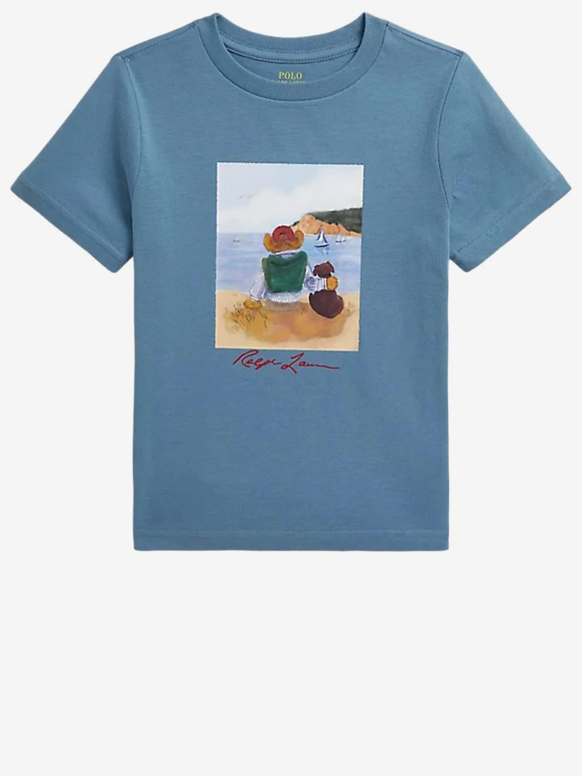 T-shirt bambino Ralph Lauren blu avio in jersey di cotone | ViaMonte Shop