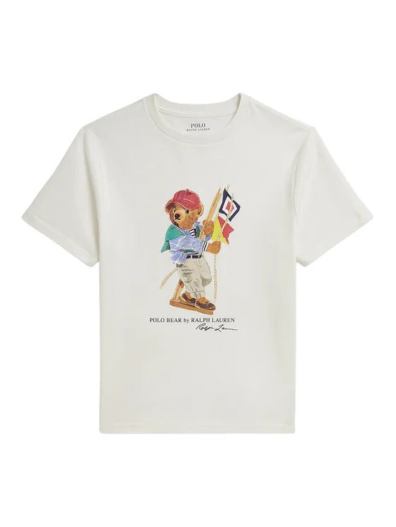 T-shirt bambino Ralph Lauren bianca in jersey di cotone | ViaMonte Shop