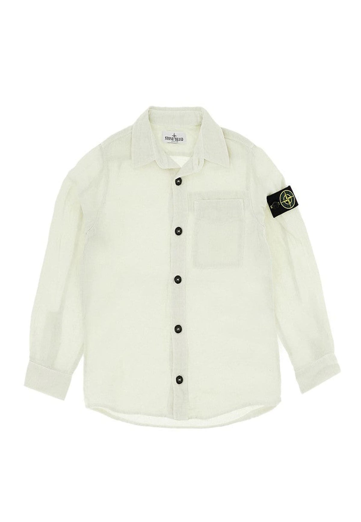 Camicia bambino Stone Island verde salvia in lino | ViaMonte Shop