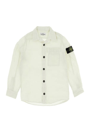 Camicia bambino Stone Island verde salvia in lino | ViaMonte Shop