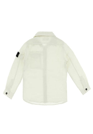 Camicia bambino Stone Island verde salvia in lino | ViaMonte Shop