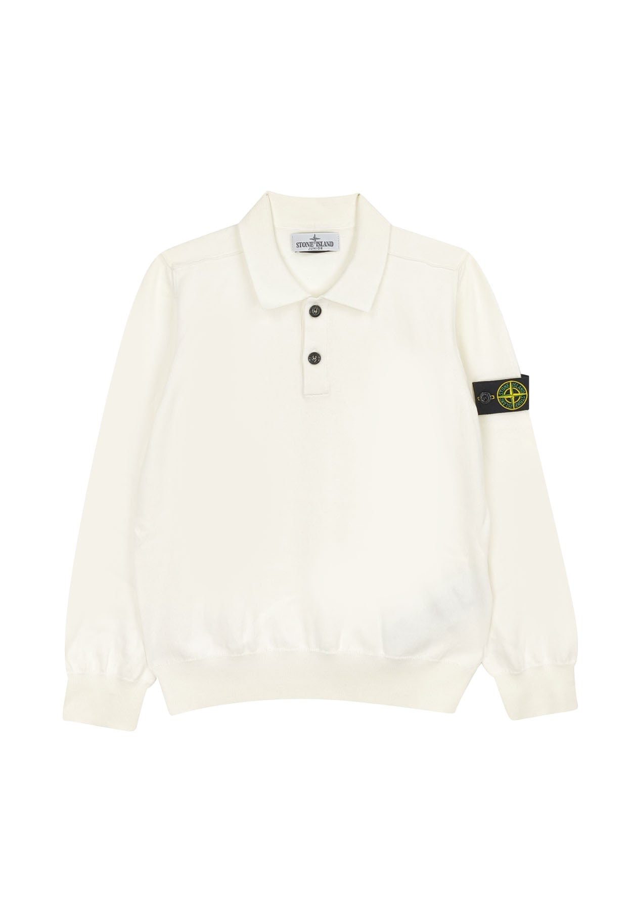 Maglia a polo bambino Stone Island bianca in cotone | ViaMonte Shop