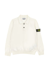 Maglia a polo bambino Stone Island bianca in cotone | ViaMonte Shop