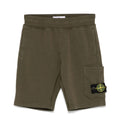 Bermuda bambino Stone Island verde scuro in cotone | ViaMonte Shop