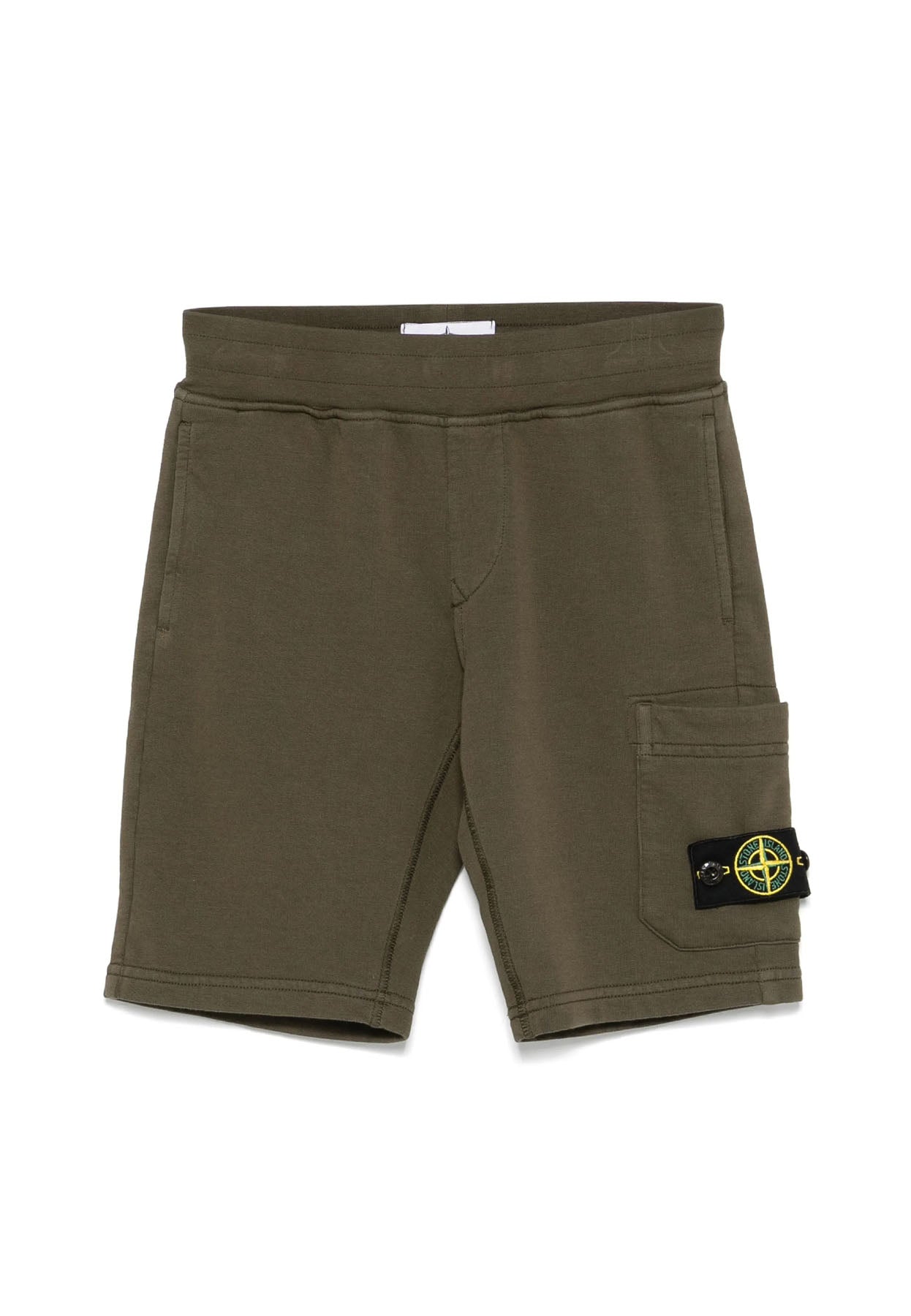 Bermuda bambino Stone Island verde scuro in cotone | ViaMonte Shop