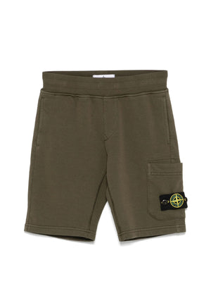 Bermuda bambino Stone Island verde scuro in cotone | ViaMonte Shop