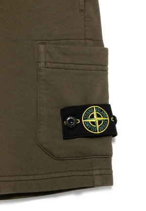 Bermuda bambino Stone Island verde scuro in cotone | ViaMonte Shop
