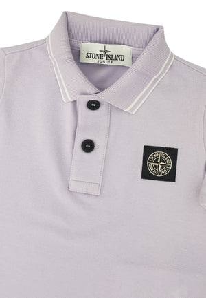 Polo bambino Stone Island lilla in piquet di cotone | ViaMonte Shop
