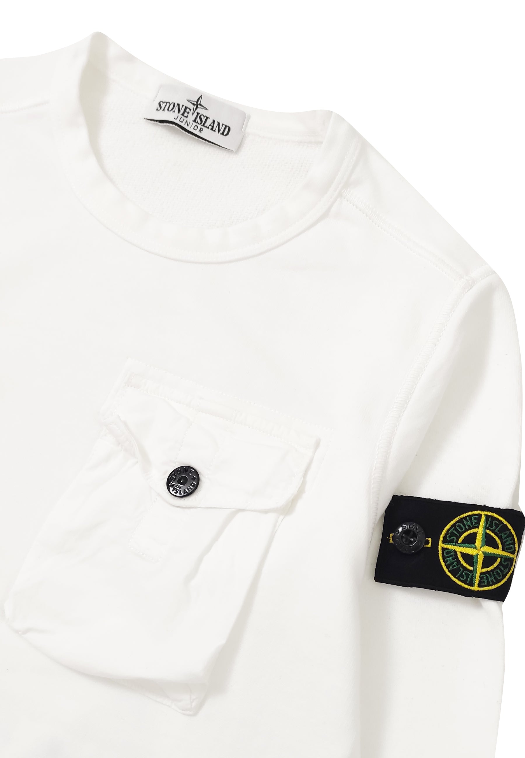 Felpa bambino Stone Island bianca in cotone | ViaMonte Shop