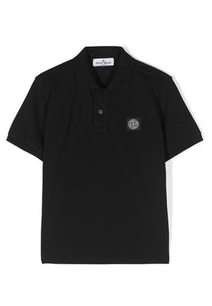 Polo bambino Stone Island nera in cotone | ViaMonte Shop