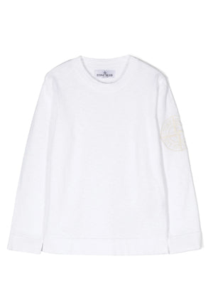 Maglia bambino Stone Island bianca in cotone | ViaMonte Shop