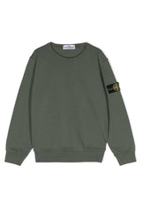 Felpa bambina Stone Island verde in cotone | ViaMonte Shop