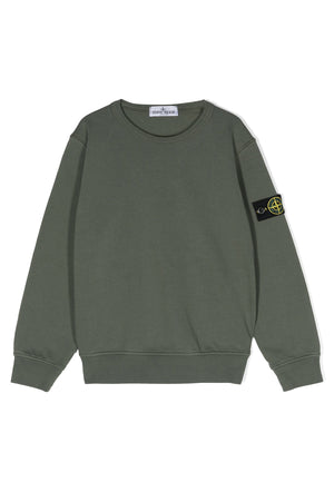Felpa bambina Stone Island verde in cotone | ViaMonte Shop