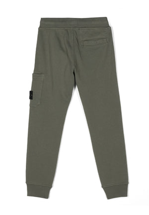 Pantalone sportivo bambino Stone Island verde in felpa di cotone | ViaMonte Shop