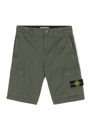 Bermuda bambino Stone Island verde in cotone | ViaMonte Shop