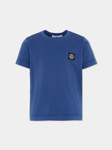 T-shirt bambino Stone Island bluette in cotone | ViaMonte Shop