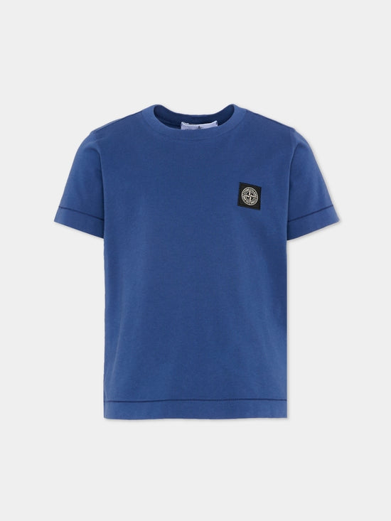 T-shirt bambino Stone Island bluette in cotone | ViaMonte Shop