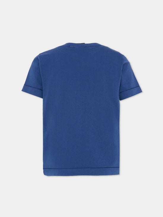 T-shirt bambino Stone Island bluette in cotone | ViaMonte Shop