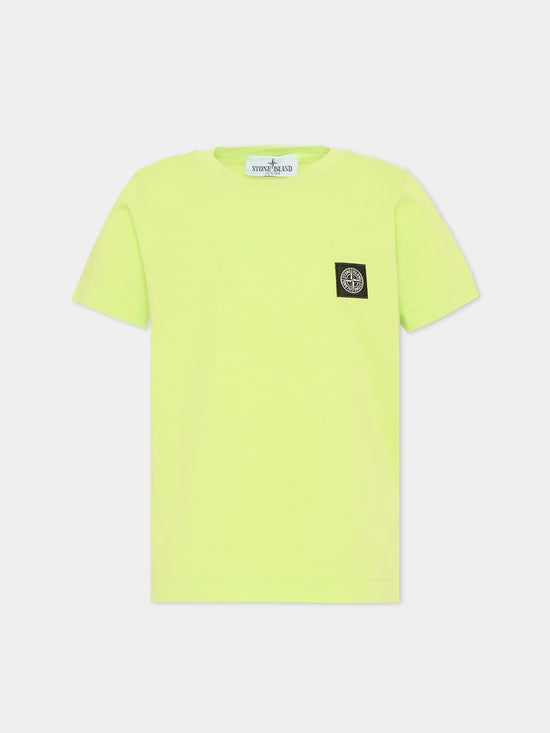 T-shirt bambino Stone Island verde fluo in cotone | ViaMonte Shop
