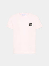 T-shirt bambino Stone Island rosa chiaro in cotone | ViaMonte Shop