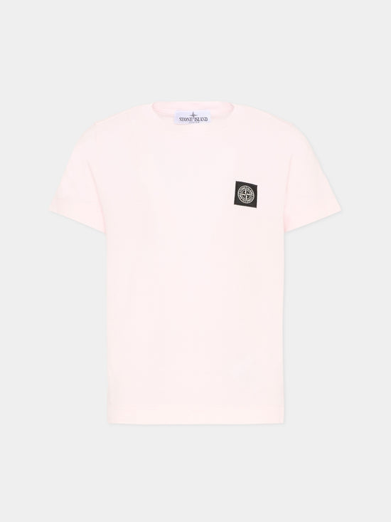 T-shirt bambino Stone Island rosa chiaro in cotone | ViaMonte Shop