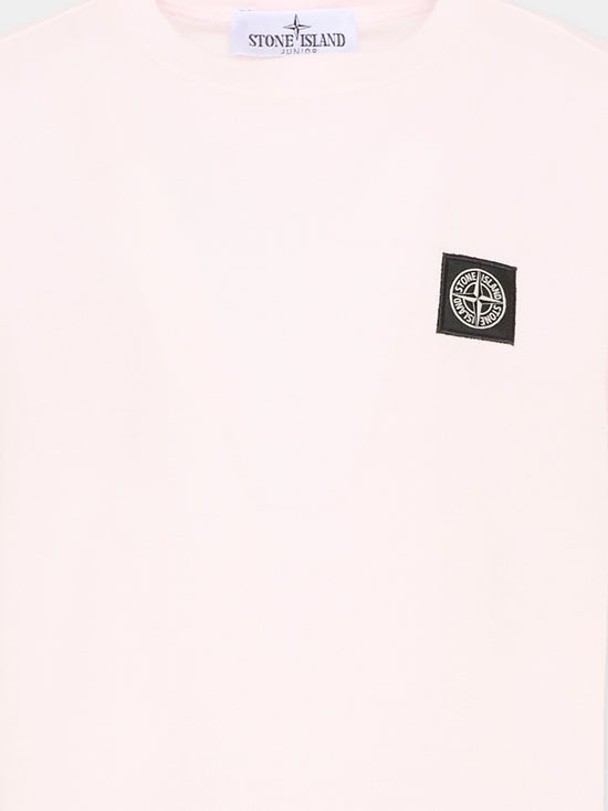T-shirt bambino Stone Island rosa chiaro in cotone | ViaMonte Shop