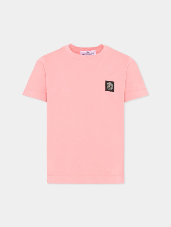 T-shirt bambino Stone Island rosa in cotone | ViaMonte Shop