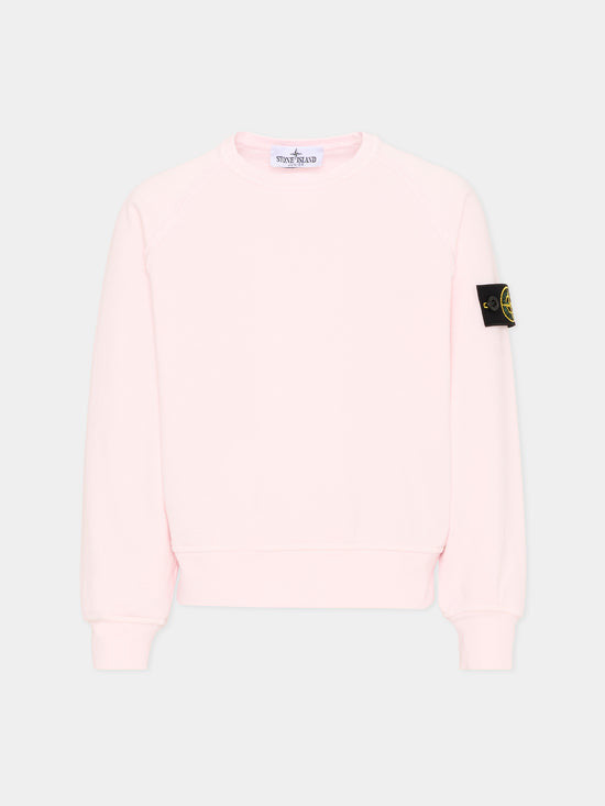 Felpa bambino Stone Island rosa chiaro in cotone | ViaMonte Shop