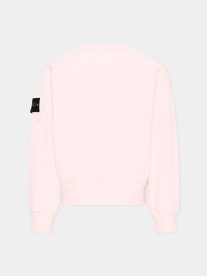 Felpa bambino Stone Island rosa chiaro in cotone | ViaMonte Shop