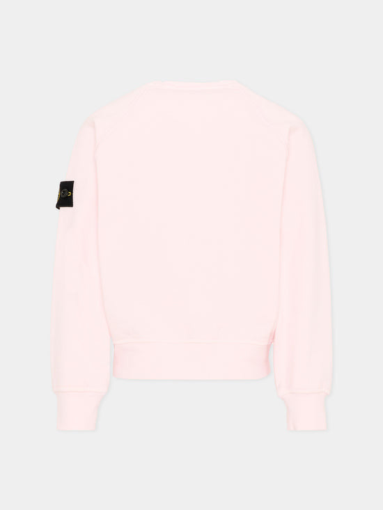 Felpa bambino Stone Island rosa chiaro in cotone | ViaMonte Shop