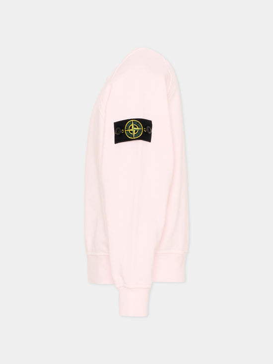 Felpa bambino Stone Island rosa chiaro in cotone | ViaMonte Shop