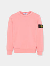 Felpa bambino Stone Island rosa scuro in cotone | ViaMonte Shop