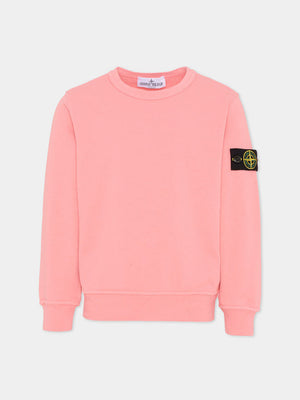 Felpa bambino Stone Island rosa scuro in cotone | ViaMonte Shop