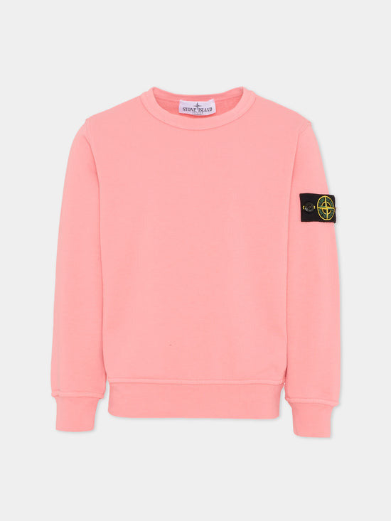 Felpa bambino Stone Island rosa scuro in cotone | ViaMonte Shop