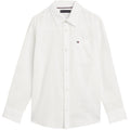 Camicia bambinoTommy Hilfiger bianca in misto canapa | ViaMonte Shop