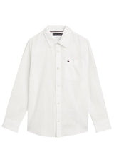 Camicia bambinoTommy Hilfiger bianca in misto canapa | ViaMonte Shop