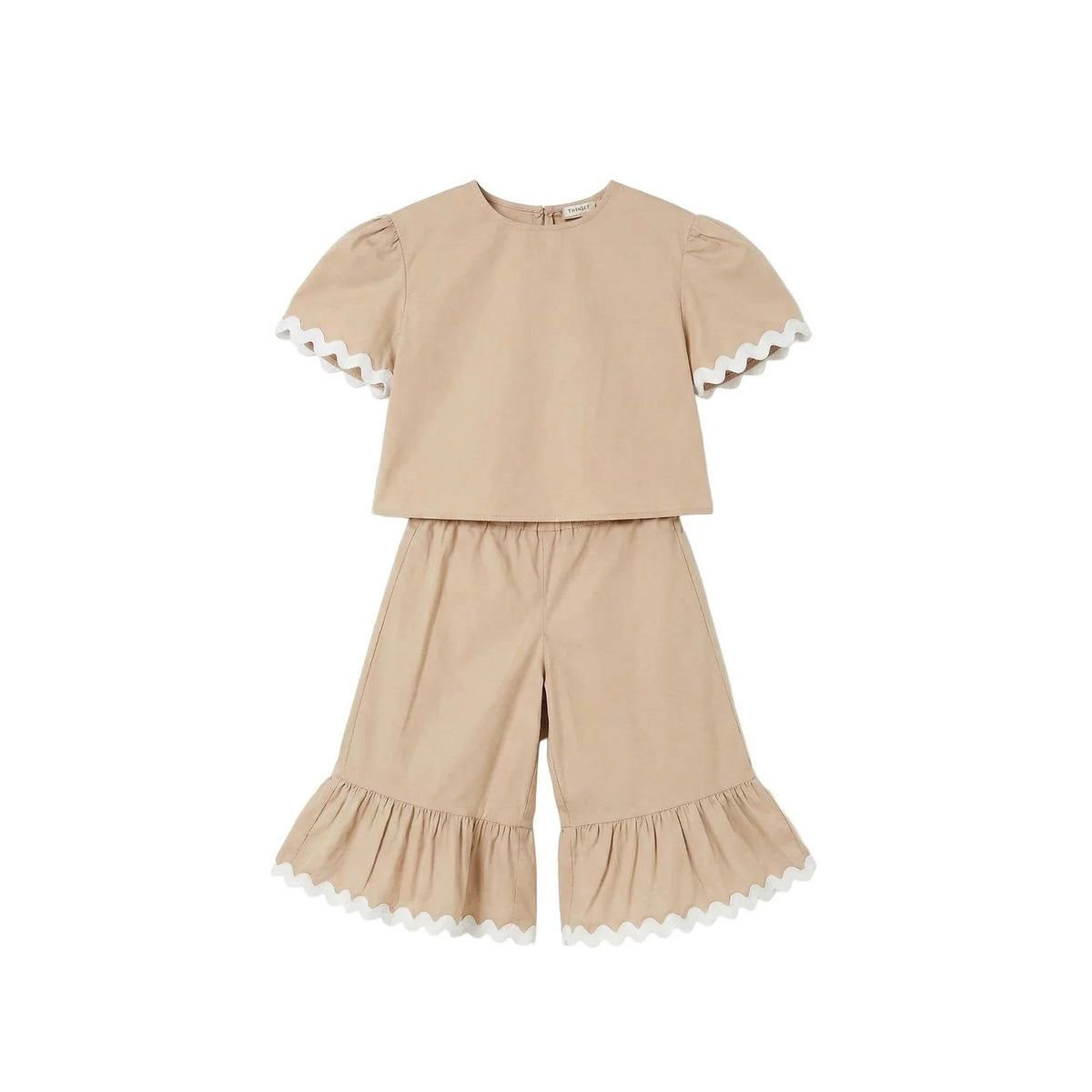 Completo bambina Twinset beige in popeline di cotone | ViaMonte Shop